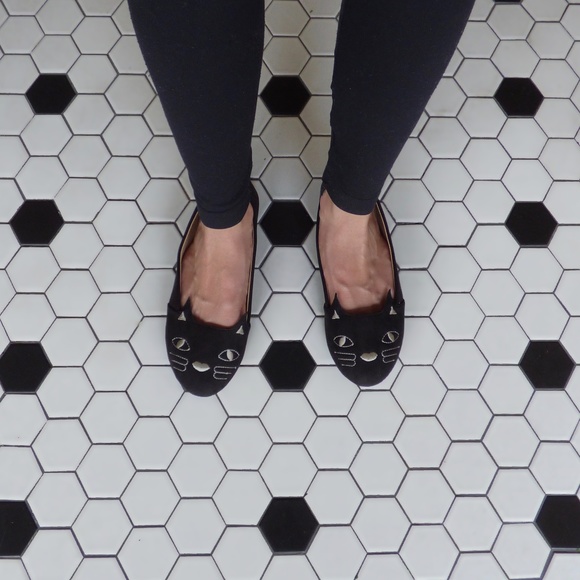 Black Cat Embroidered Ballet Flat Shoes - Picture 4 of 4